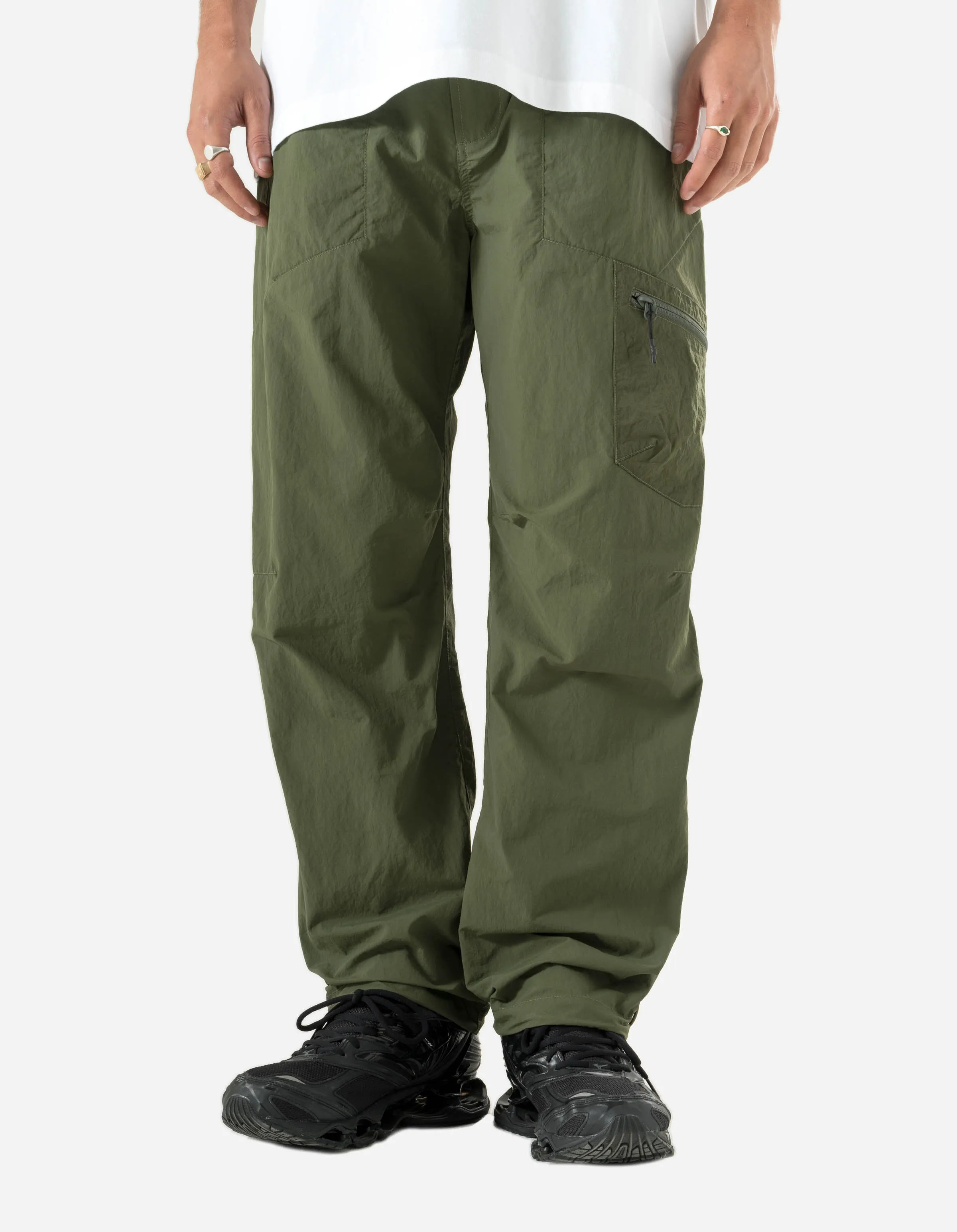 Olive Asymmetrical Cargo Track Pants | Sustainable Vegetable-Dyed | Olive Green