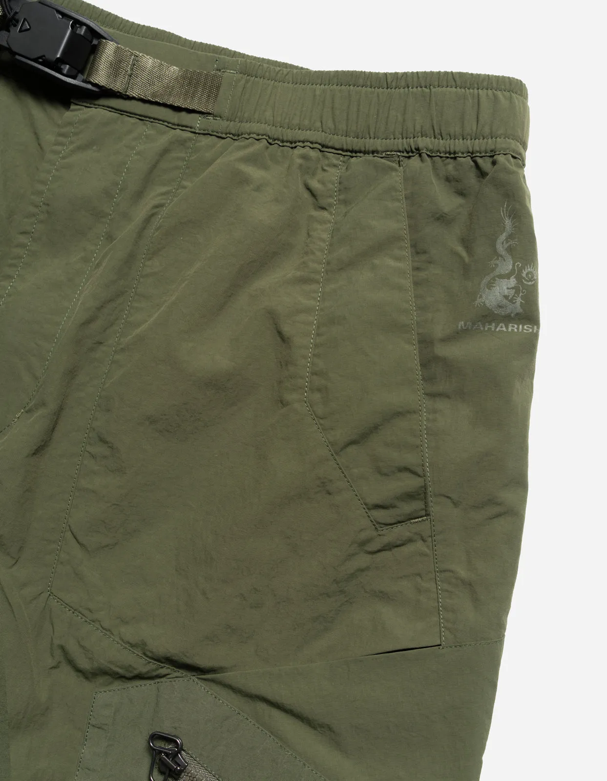 Olive Asymmetrical Cargo Track Pants | Sustainable Vegetable-Dyed | Olive Green