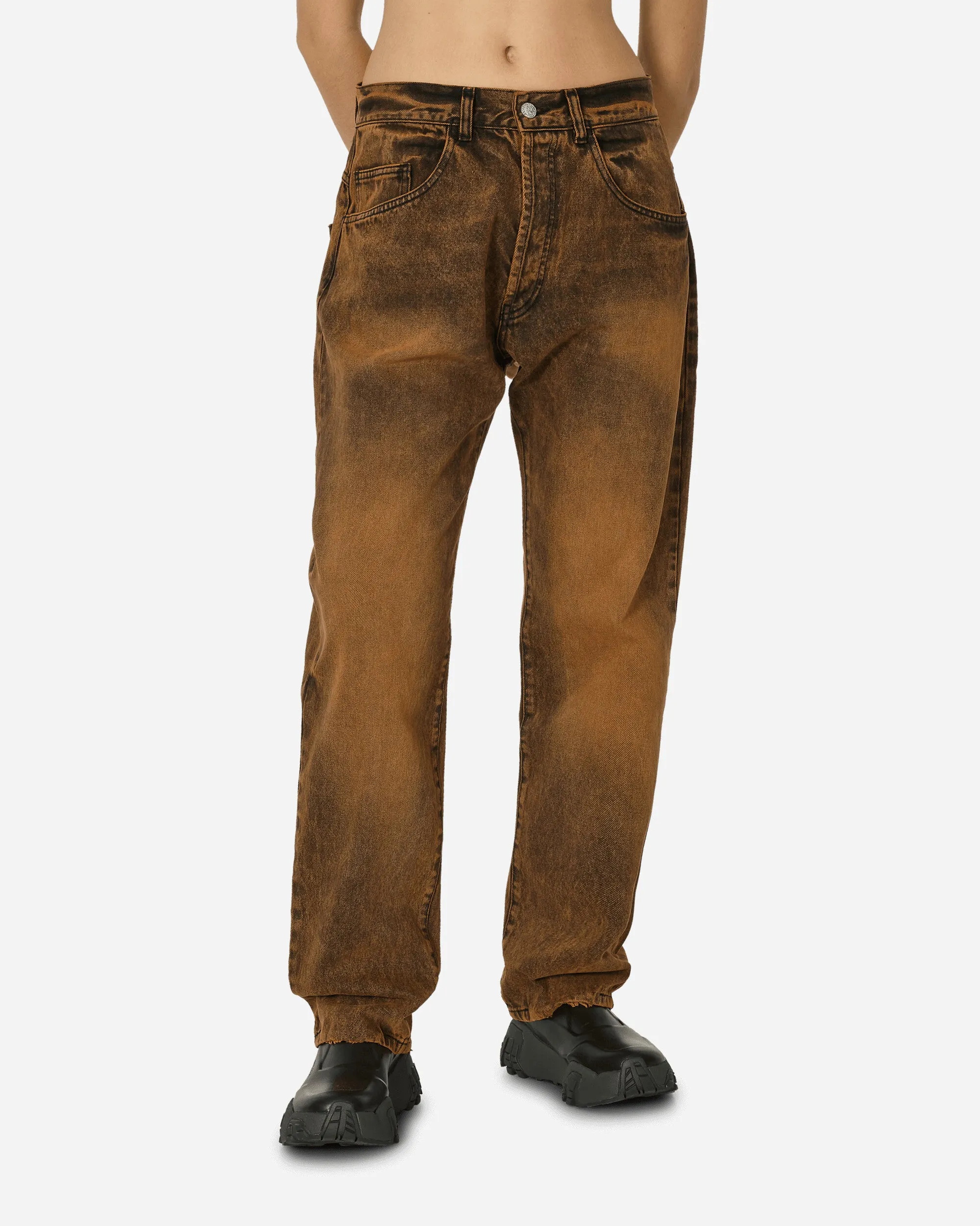 Acid Wash Batten Jeans Orange