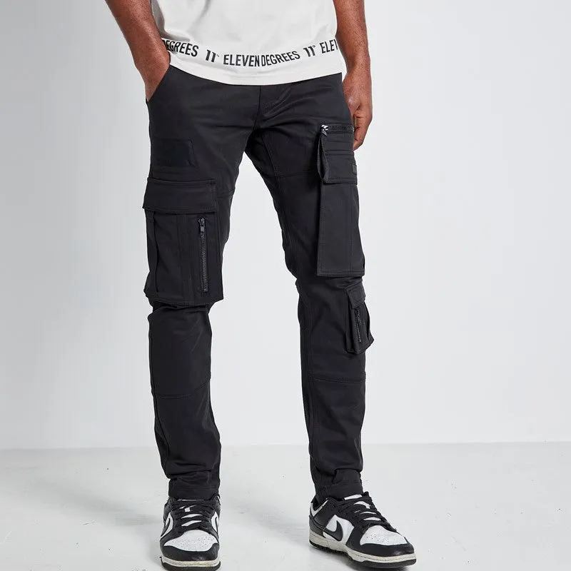 Adjustable Cuff Cargo Pants - Black