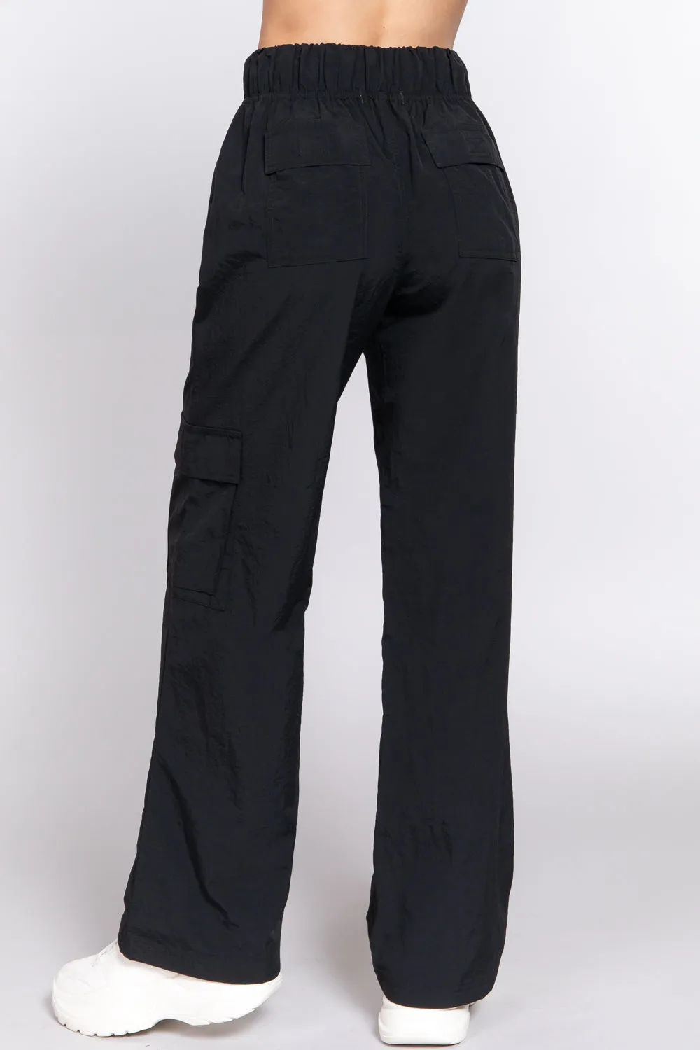 Back pocket cargo parachute pants