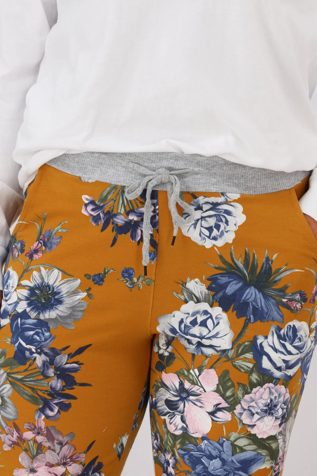 Mustard Floral Trousers by Beau Denver: Stylish & Vibrant