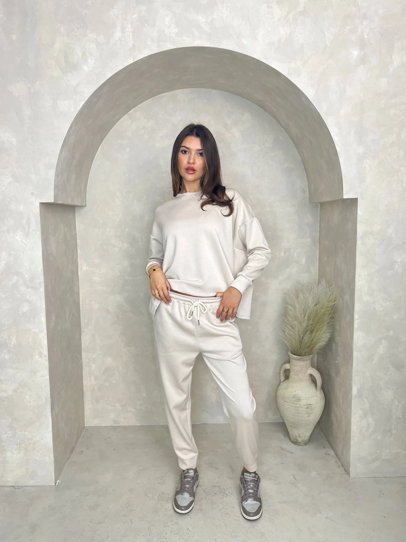 Beige Drawstring Jogging Bottoms