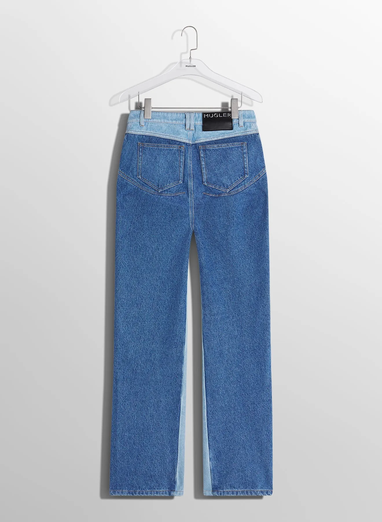 bi-tone blue straight leg jeans