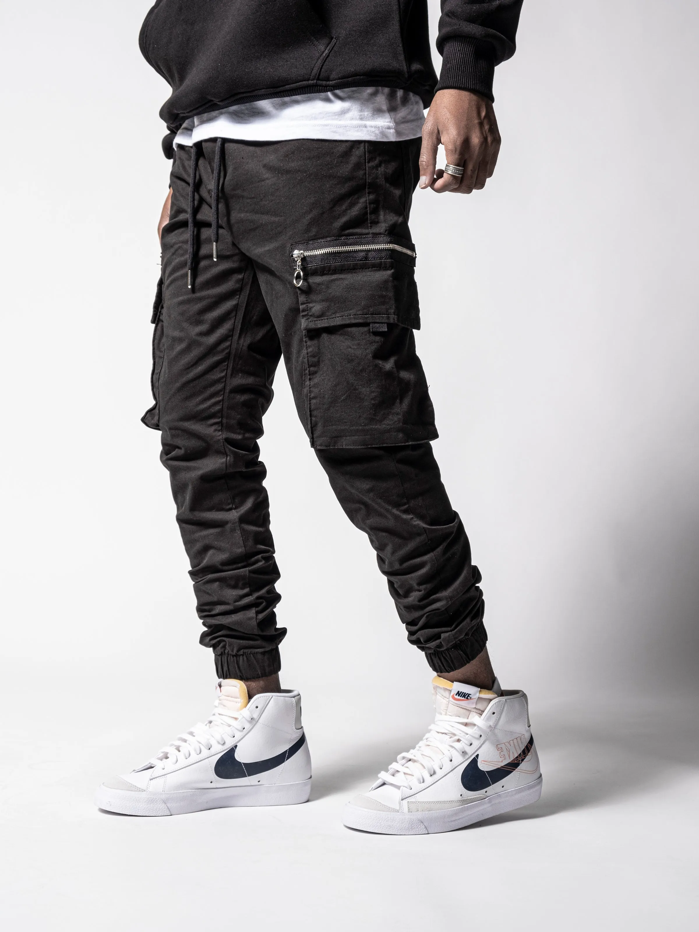 Black Cargo Slim Fit Pants