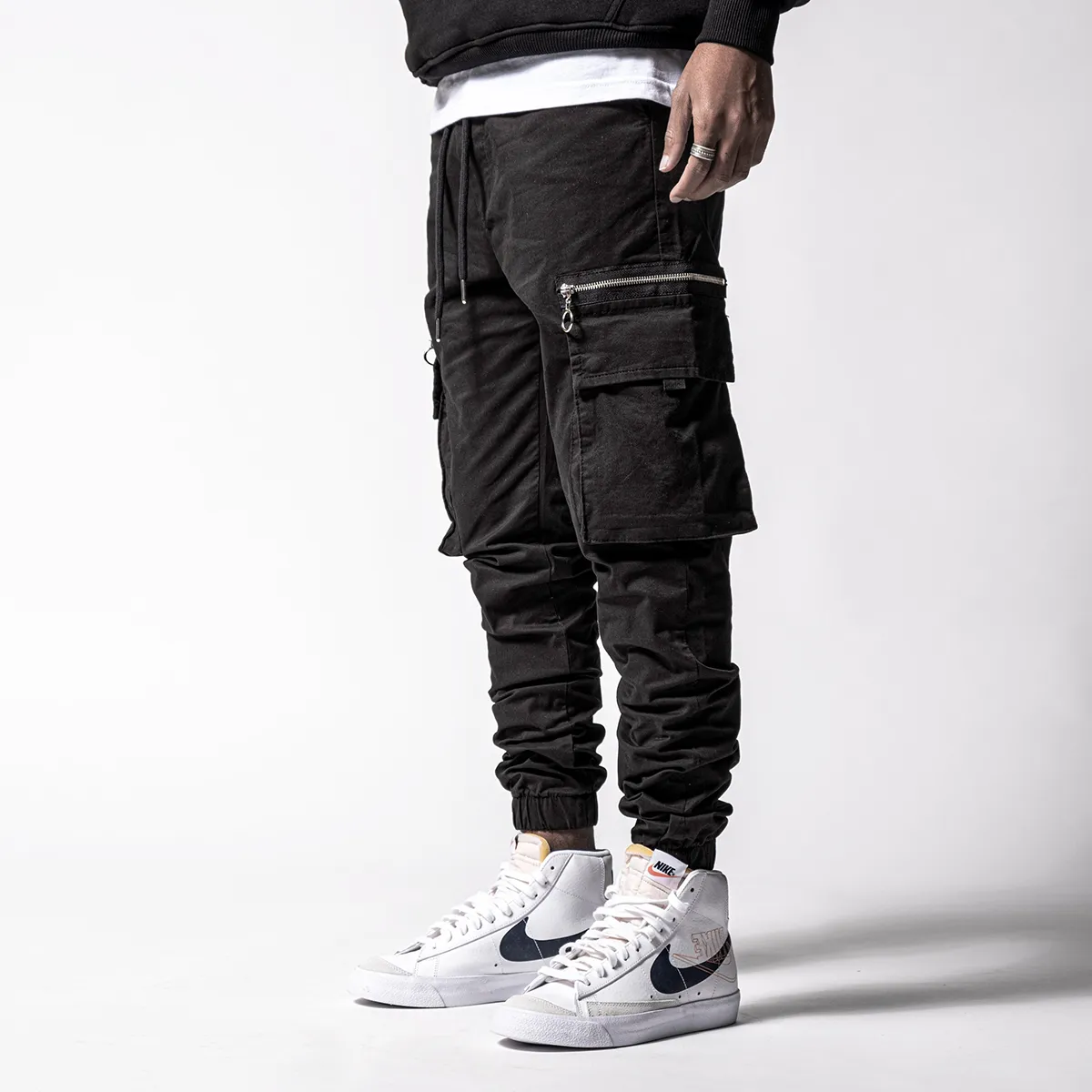 Black Cargo Slim Fit Pants