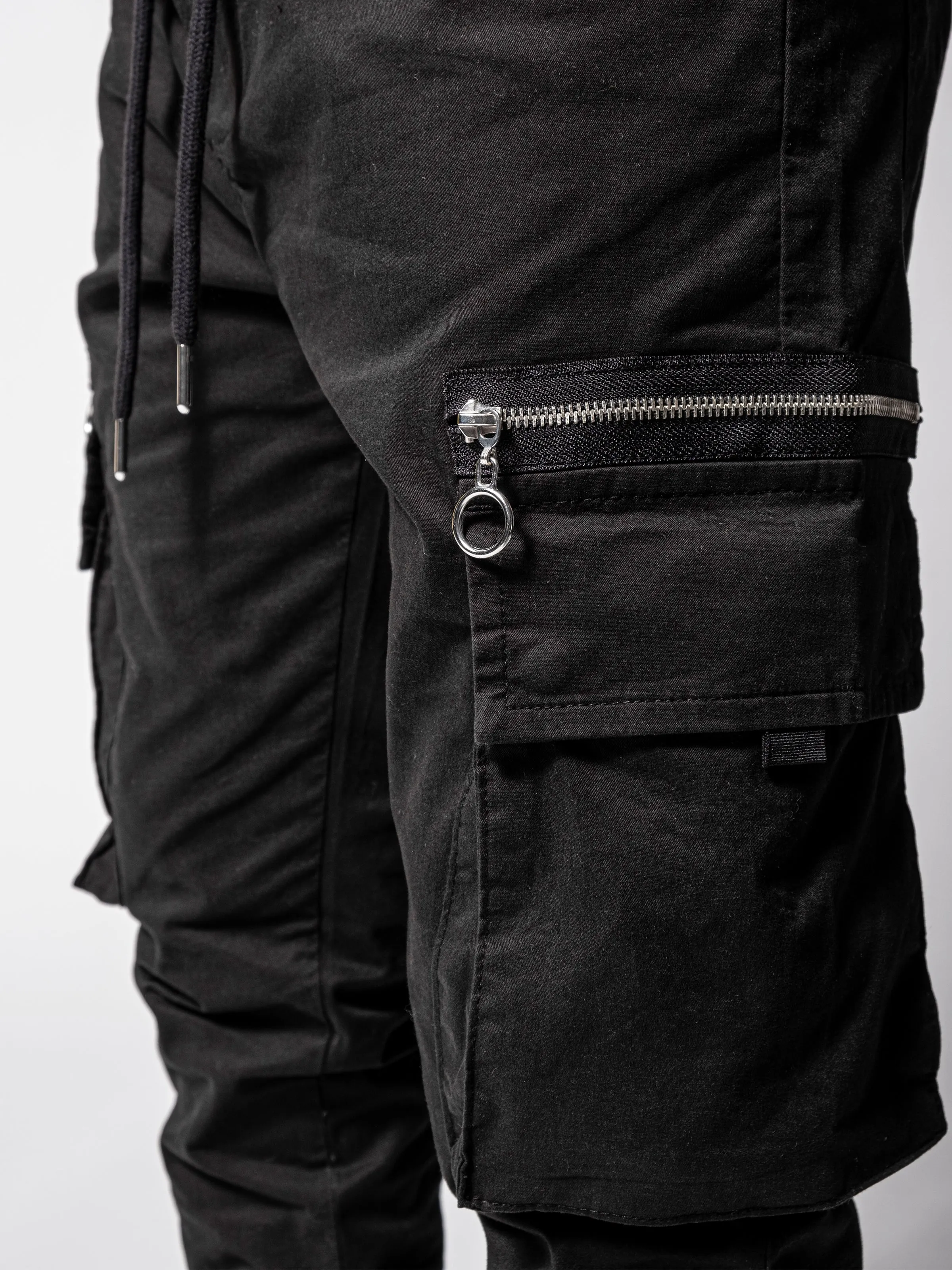 Black Cargo Slim Fit Pants