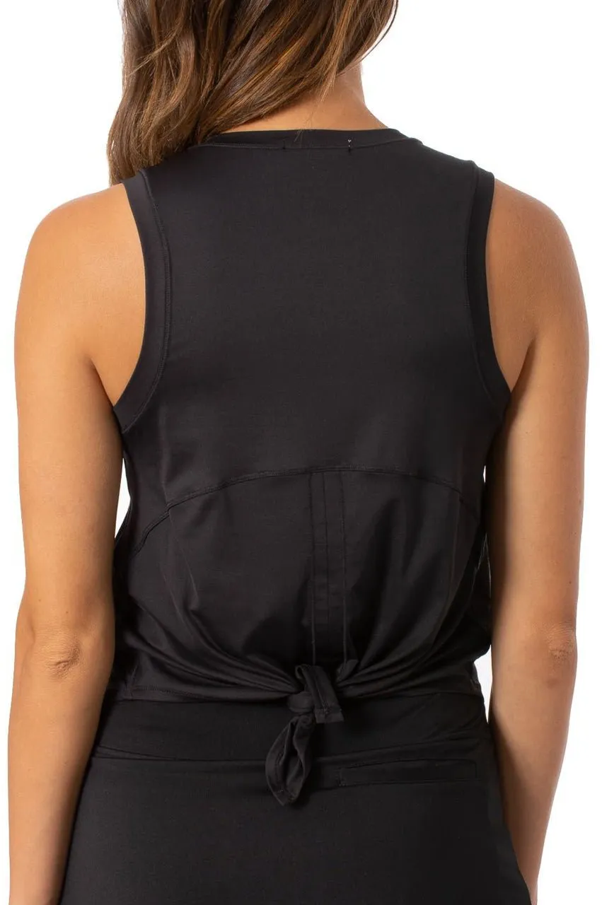 Black Sleeveless Sport Tie Top