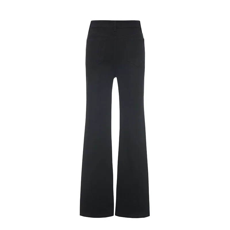 Black Split Hem Flare Jeans