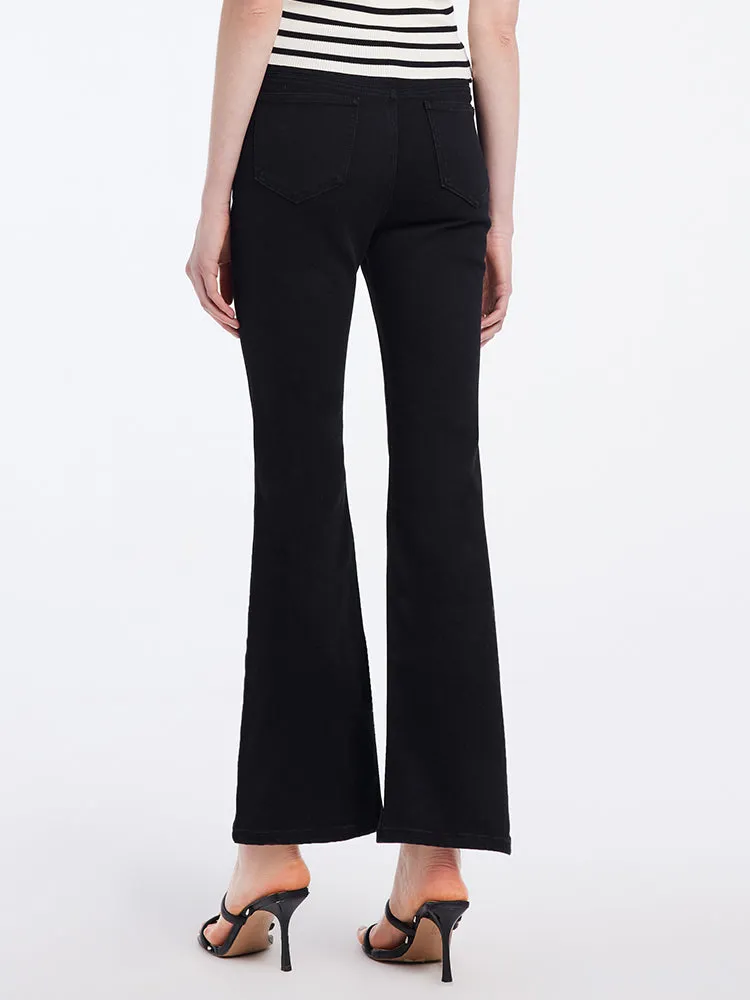 Black Split Hem Flare Jeans