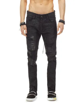 Bleunoir Crocodile Print Jeans - Black