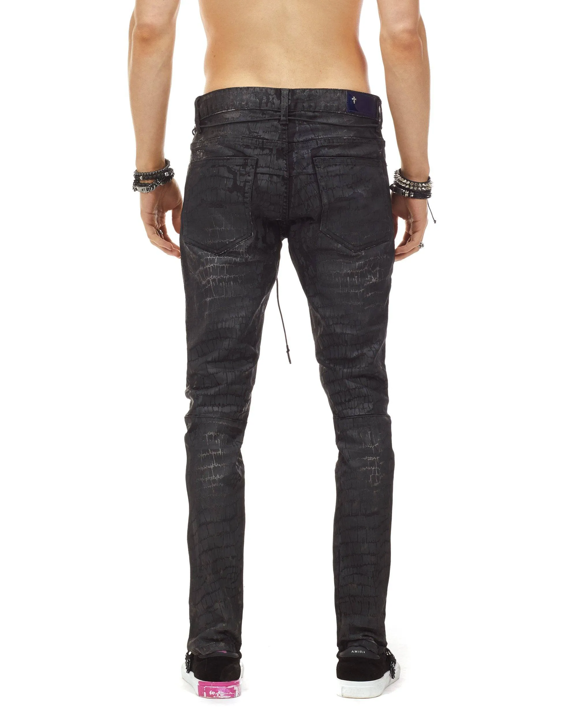 Bleunoir Crocodile Print Jeans - Black