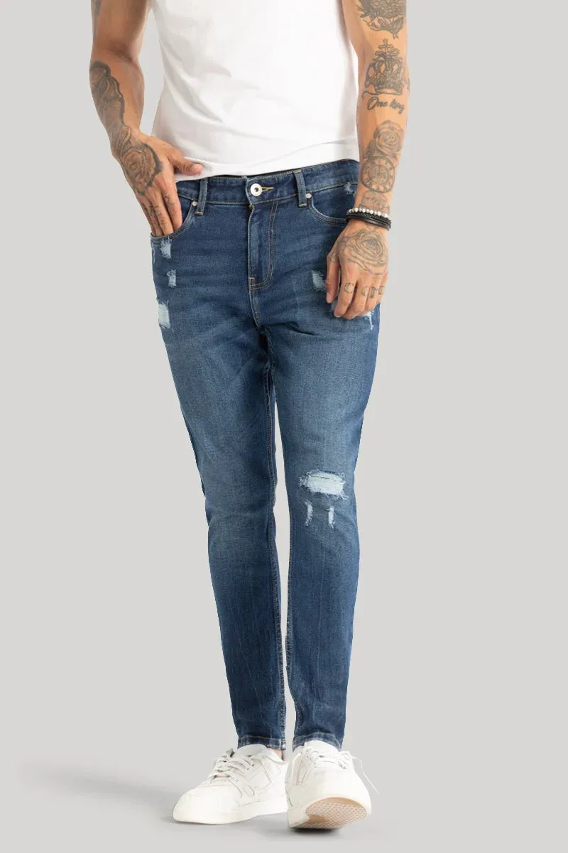 Blue Distressed Skinny Fit Jeans