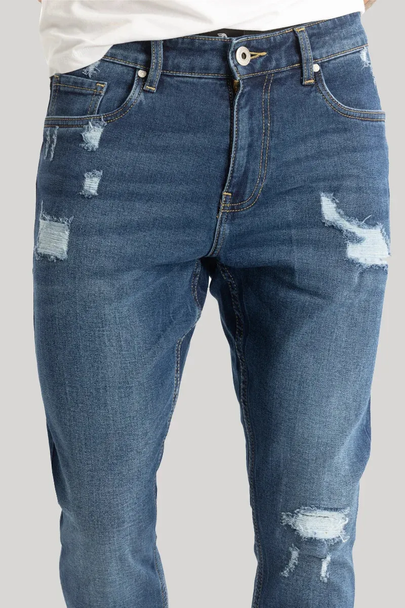 Blue Distressed Skinny Fit Jeans