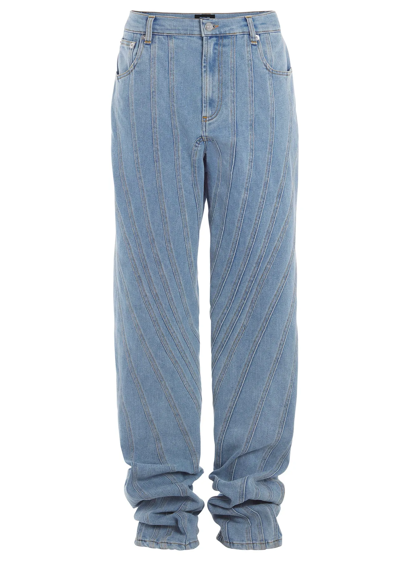 blue spiral baggy jeans