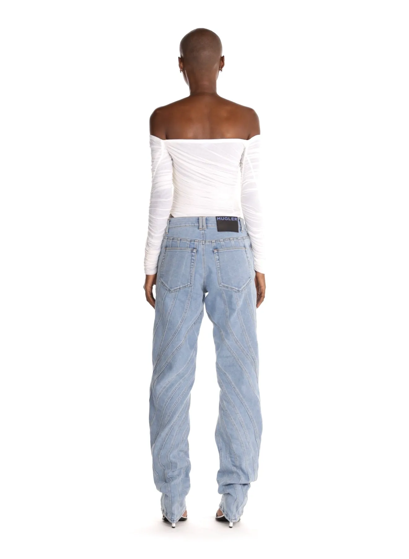 blue spiral baggy jeans