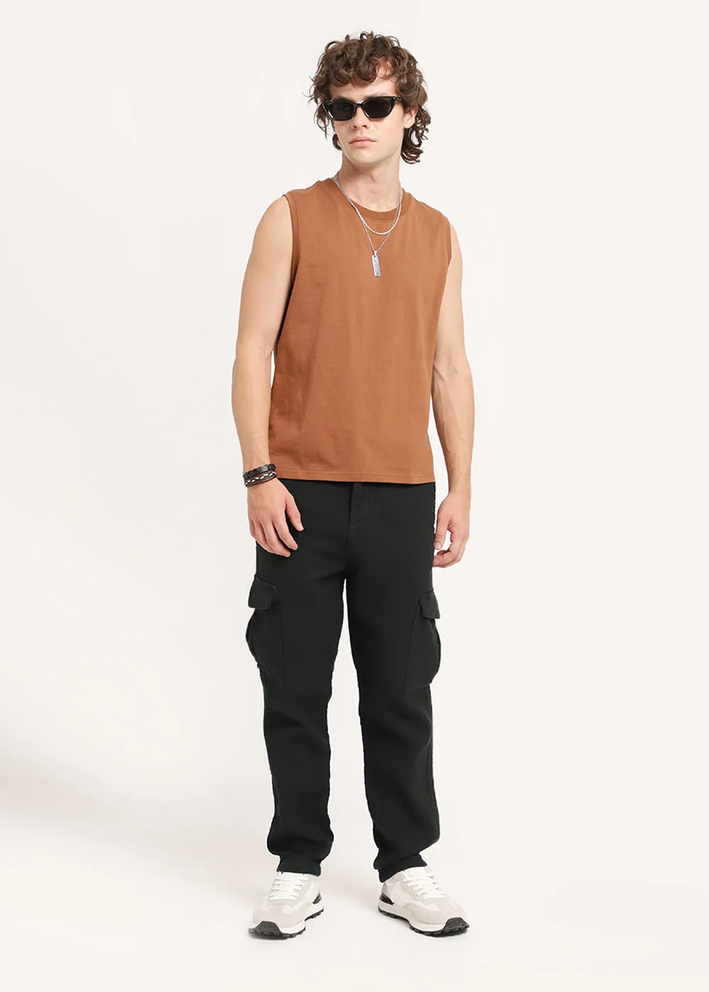 Bottle Green Linen Cargo Pants