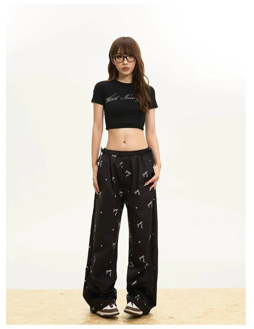 Bow Knot Print Track Pants