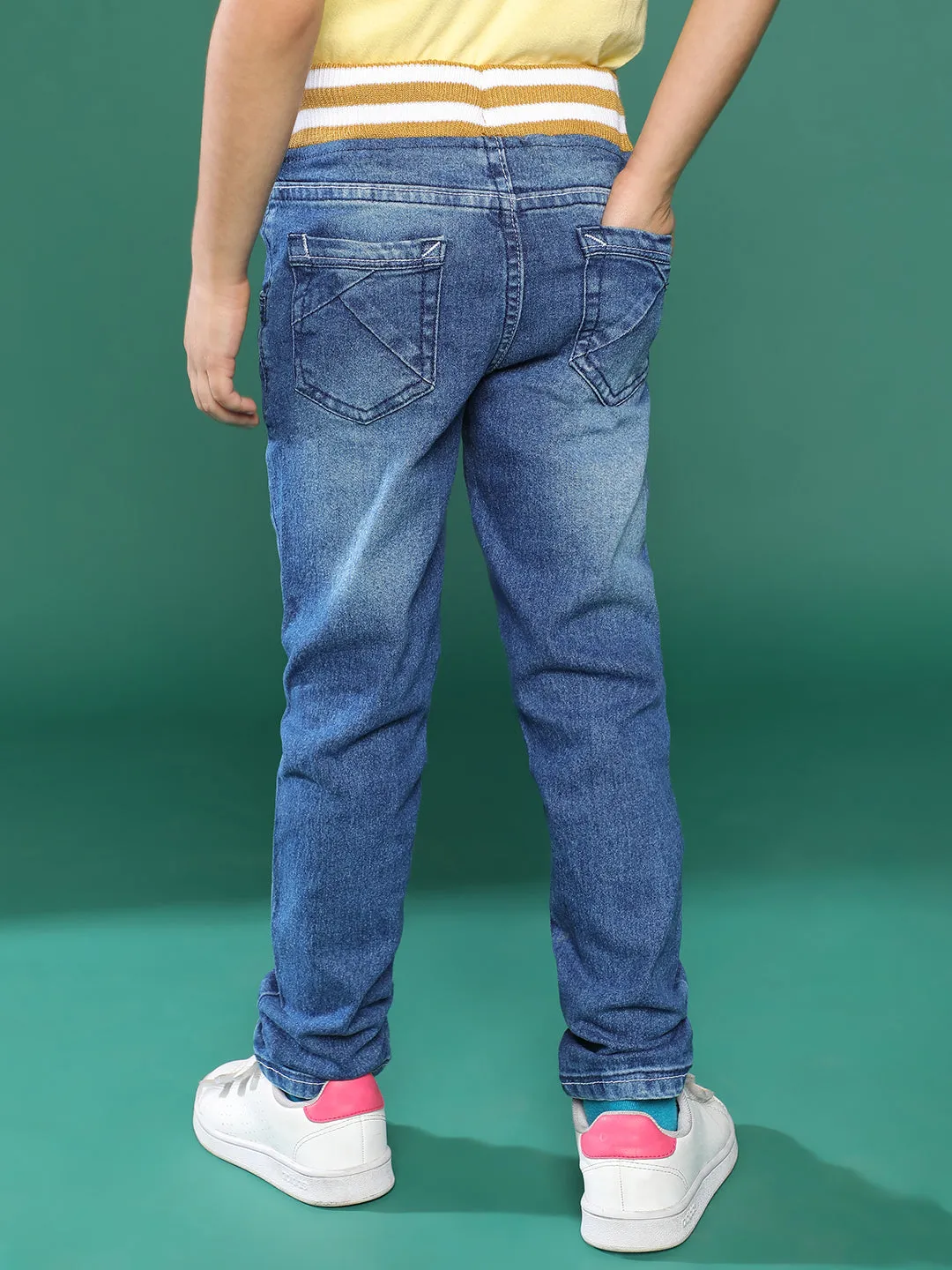 Boys Blue Solid Denim Jeans