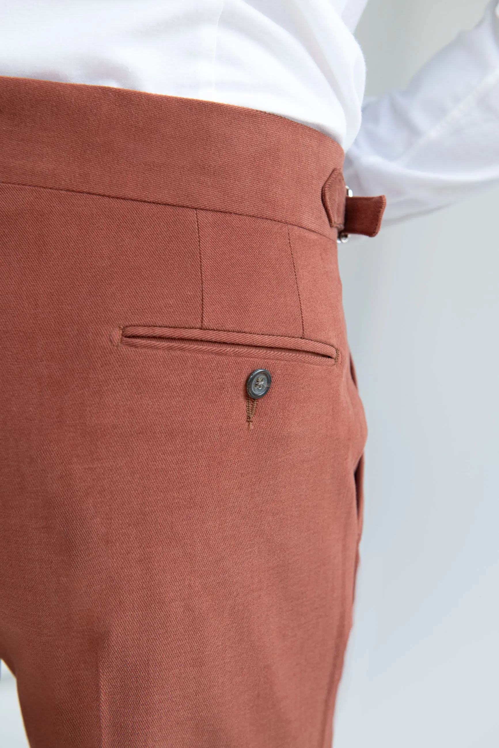 Premium Brick Cotton Trousers from the Soragna Capsule Collection - Luxuriously Crafted in Italy