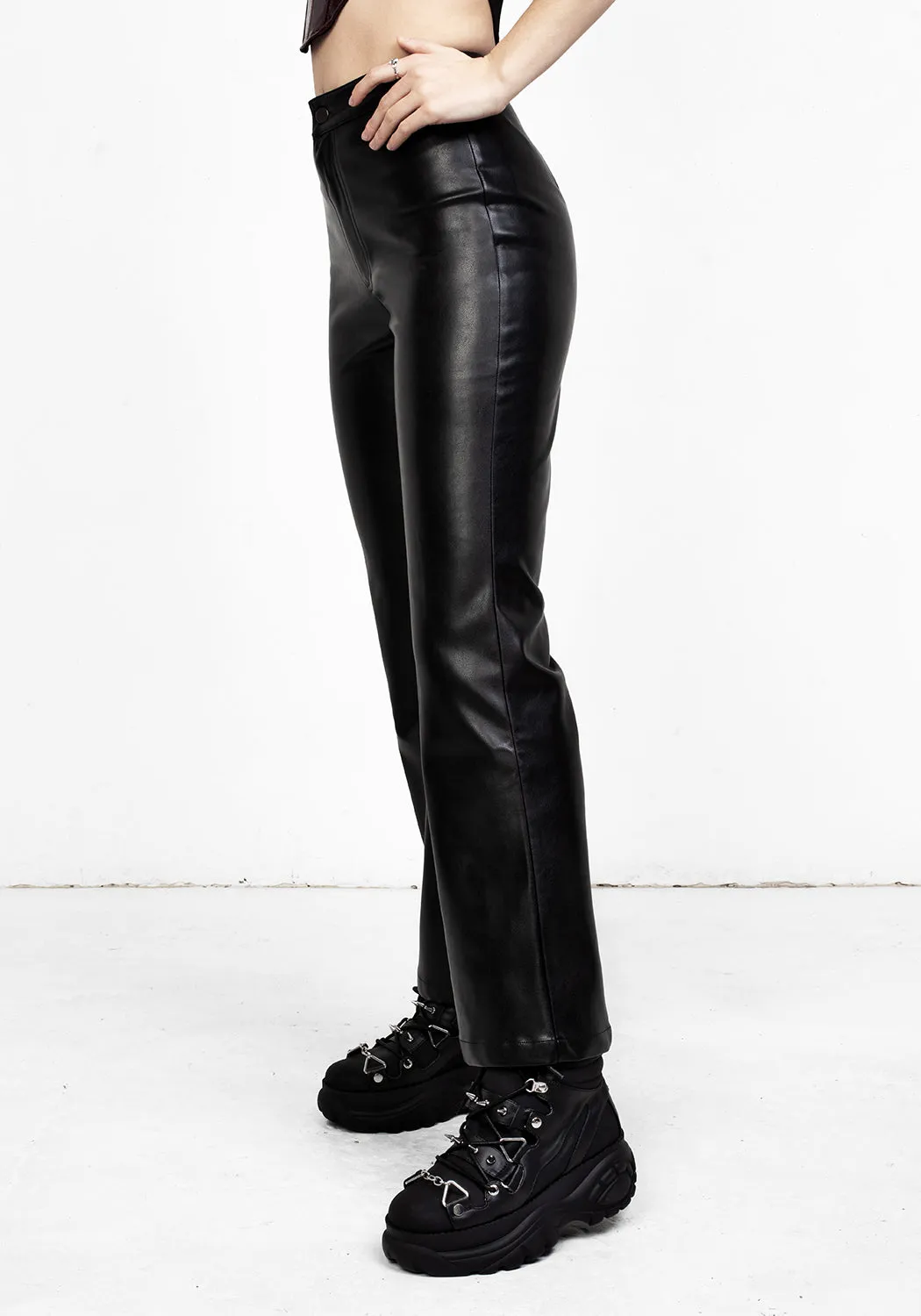 BRONTE LEATHER FLARED TROUSERS