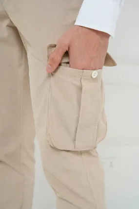 Buttercream Corduroy Stretch Cargo Pants