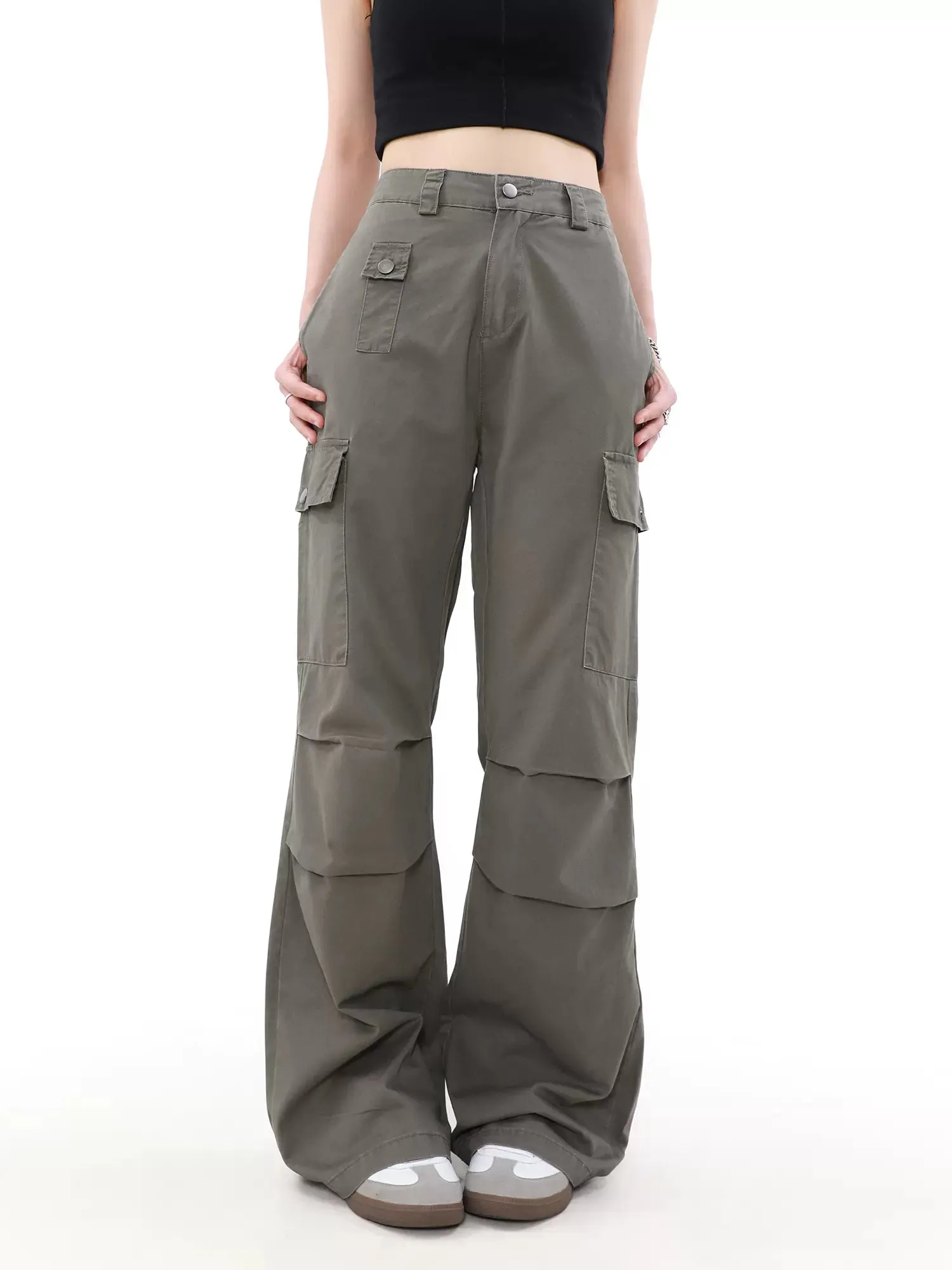 Buttoned Pockets Workwear Pants