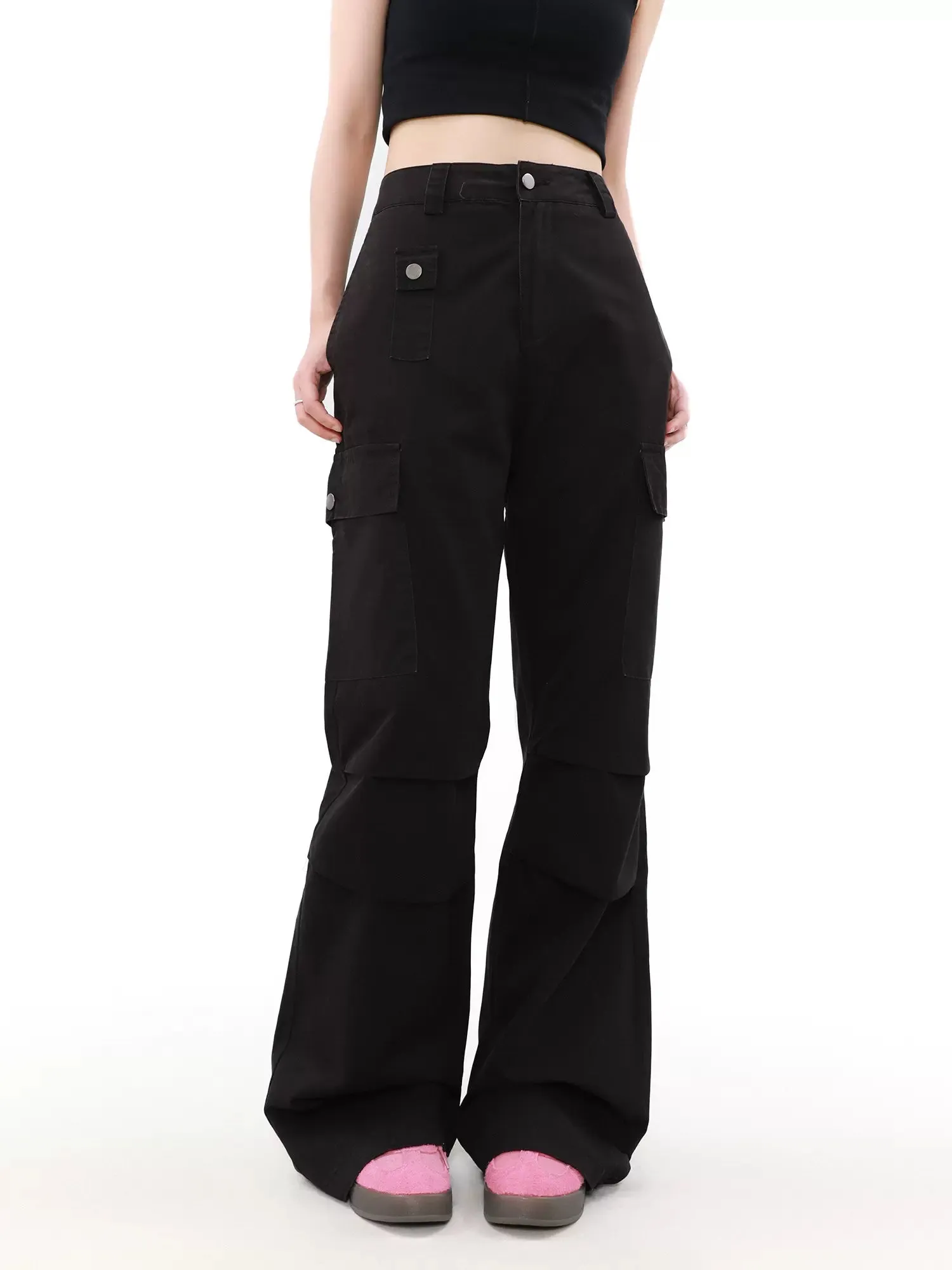 Buttoned Pockets Workwear Pants