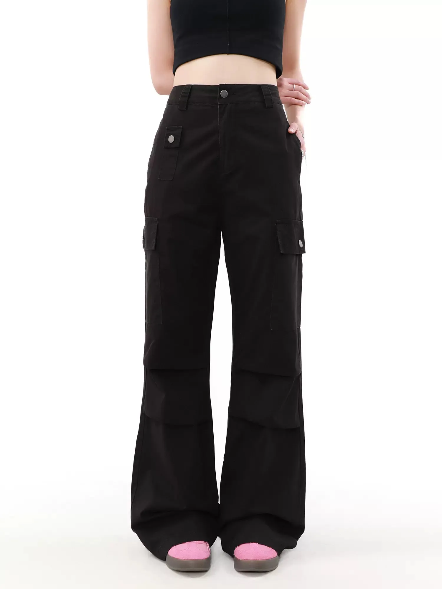 Buttoned Pockets Workwear Pants