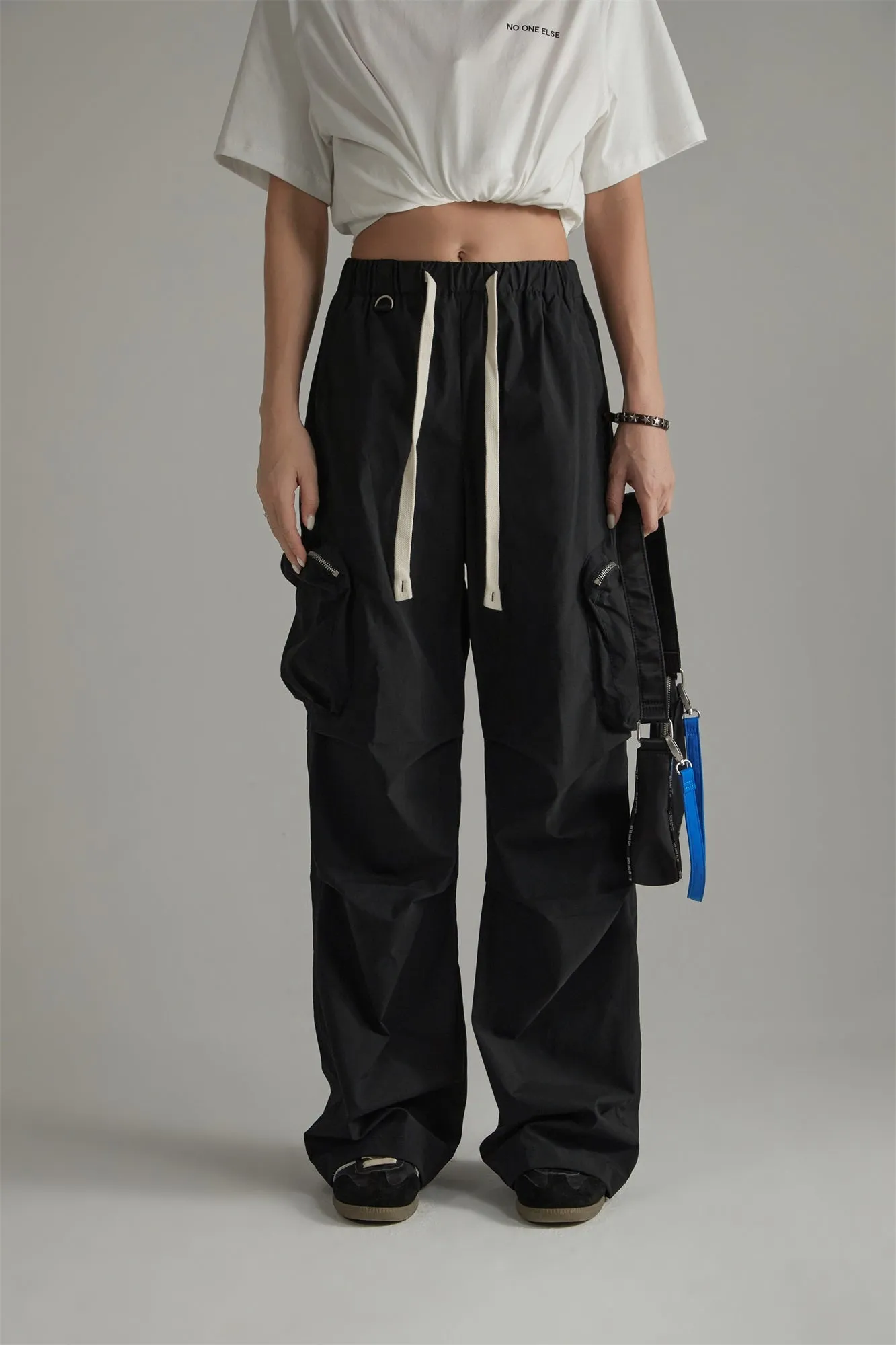 Casual Drawstring Wide Cargo Pants