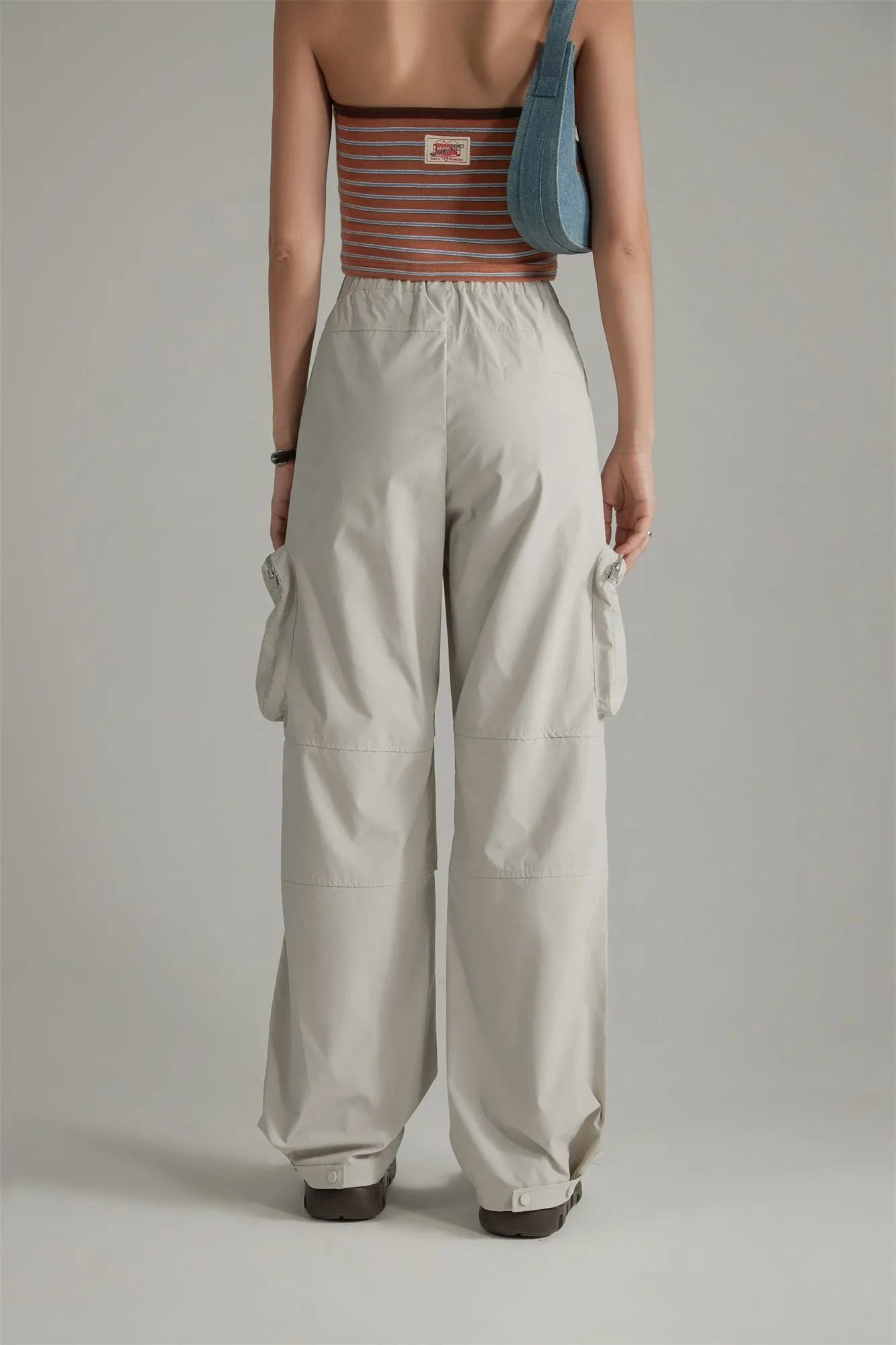 Casual Drawstring Wide Cargo Pants