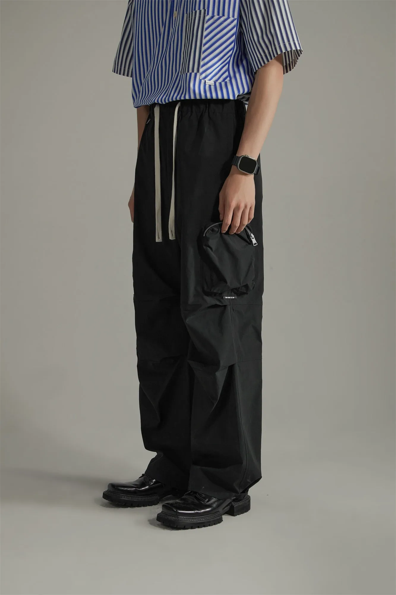 Casual Drawstring Wide Cargo Pants