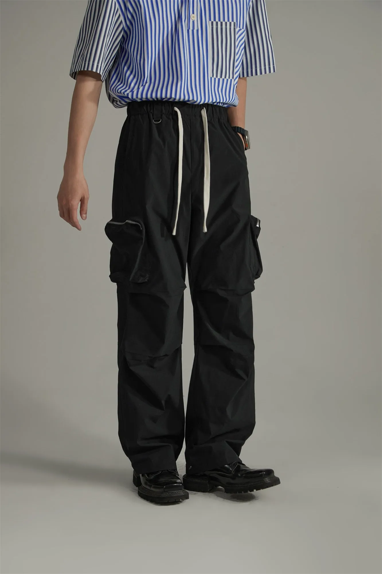 Casual Drawstring Wide Cargo Pants