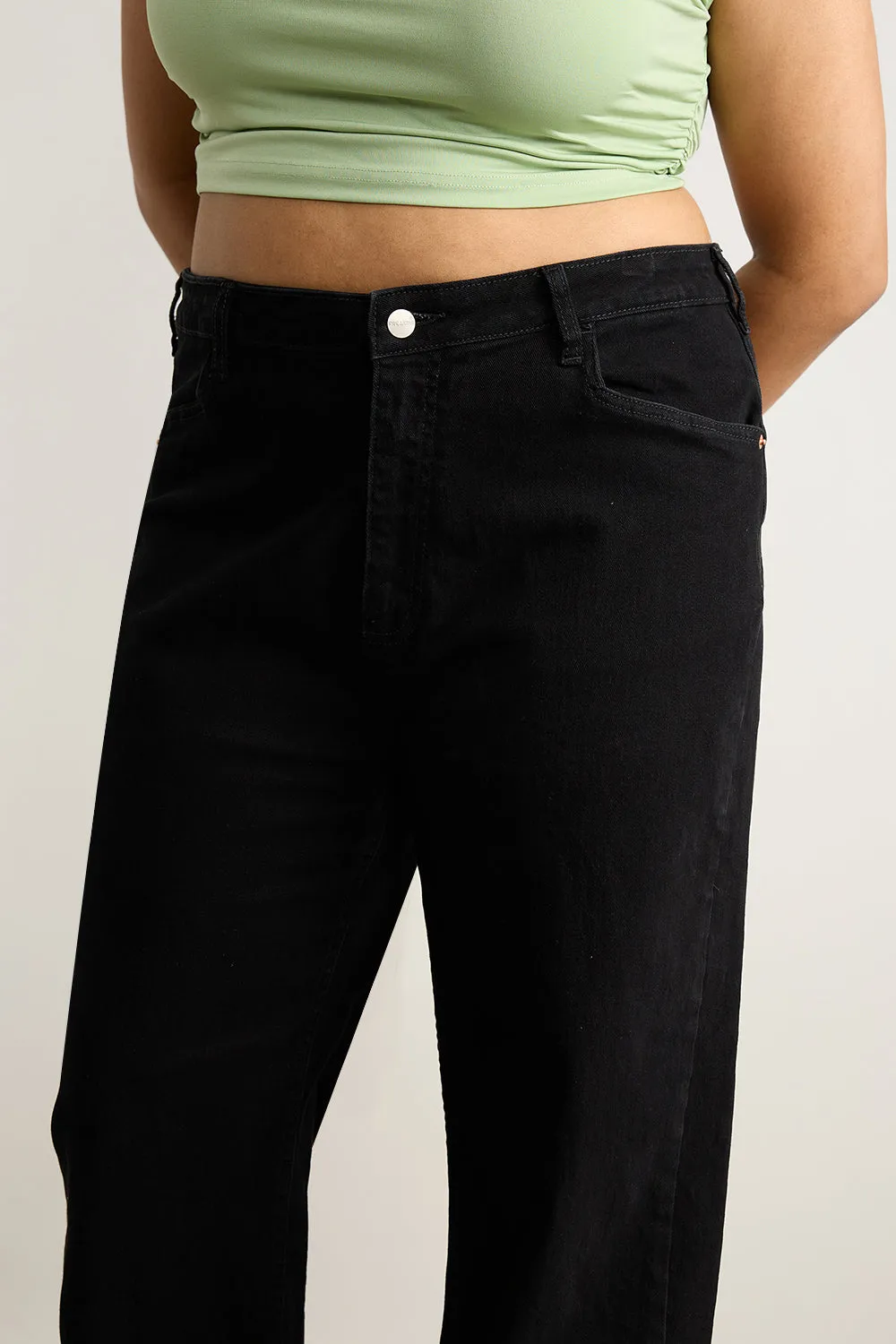 Charcoal Charm High Waist Straight Jeans