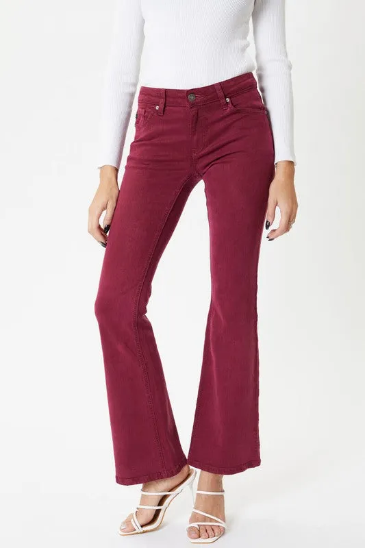 Optimized Title: Kancan Womens Cherry Mid Rise Bootcut Jeans - Flattering Fit & Stylish Comfort