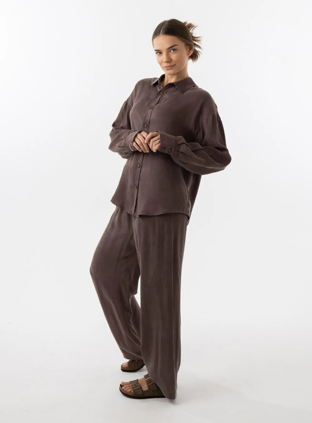 Chloe Cupro Pants-CHOCOLATE