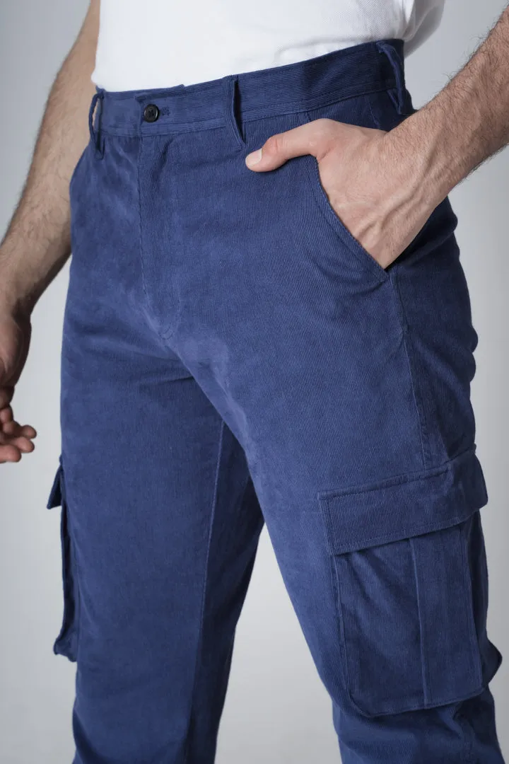 Columbia Blue Corduroy Stretch Cargo Pants