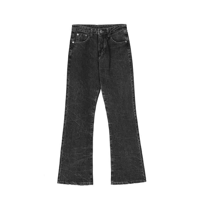 Cracked Wash Flare Jeans