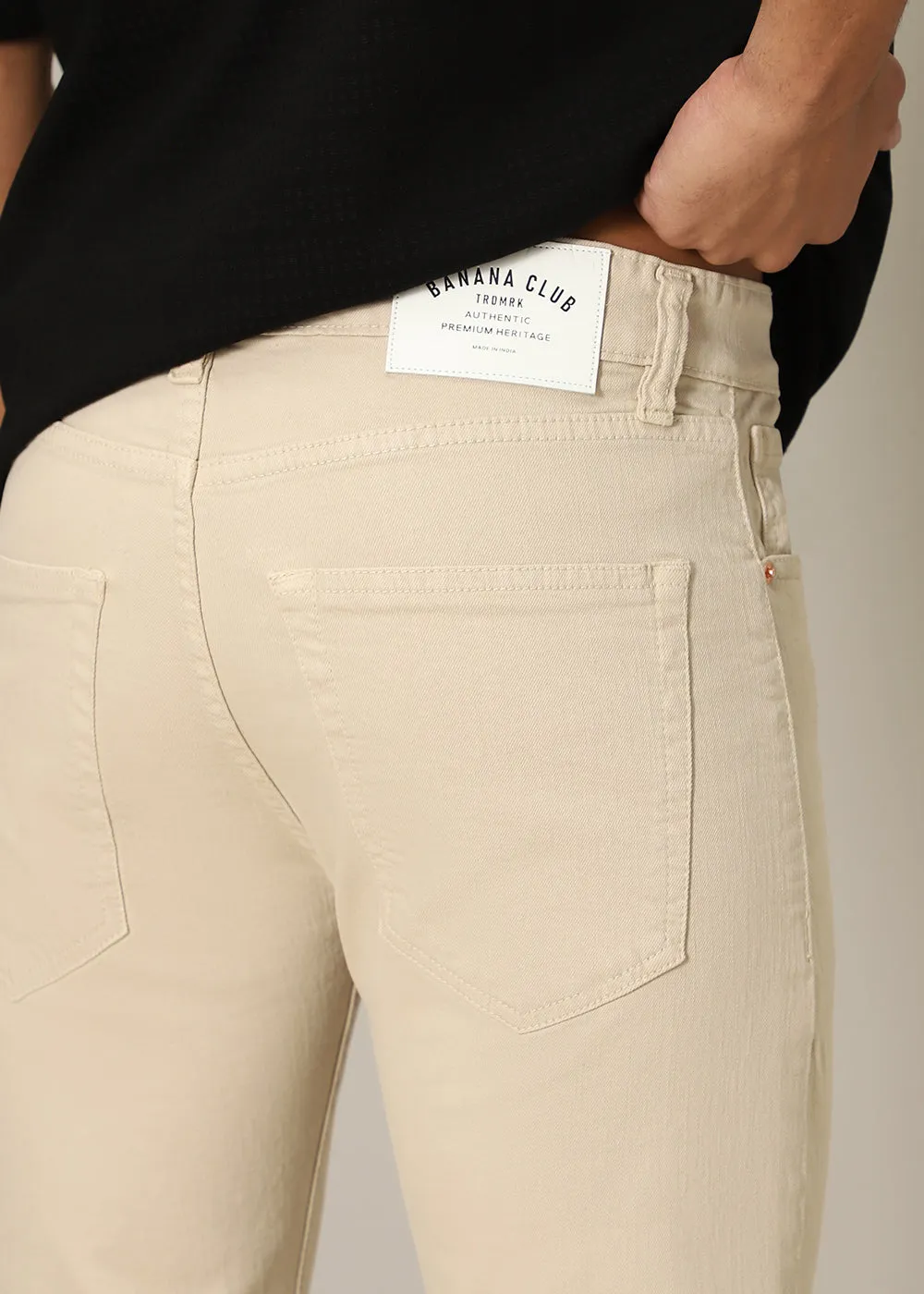 Cream Ankle Slim Fit Jeans