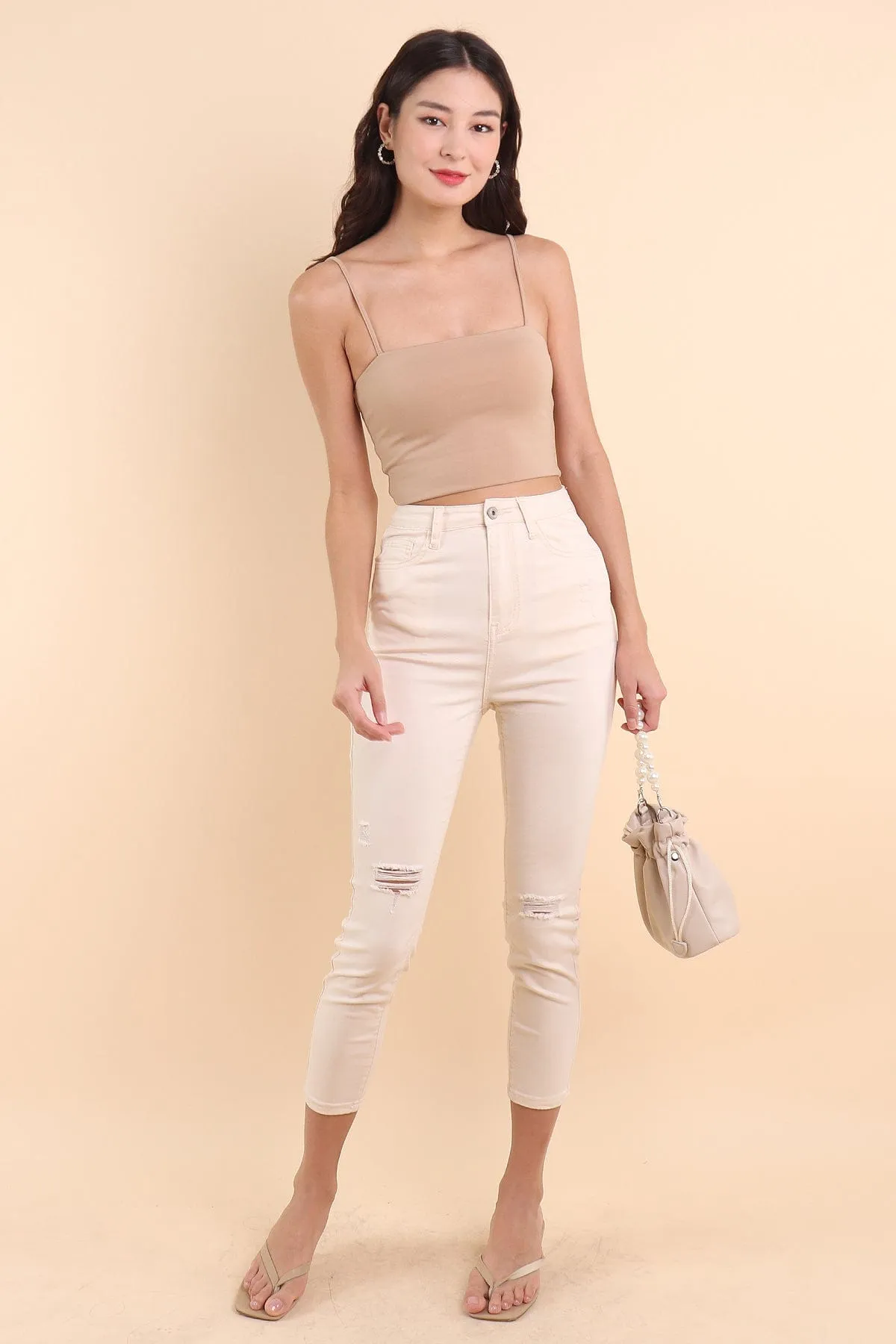 DAPHNE DENIM SKINNY JEANS IN CREAM