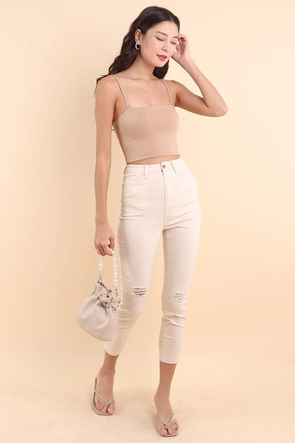 DAPHNE DENIM SKINNY JEANS IN CREAM