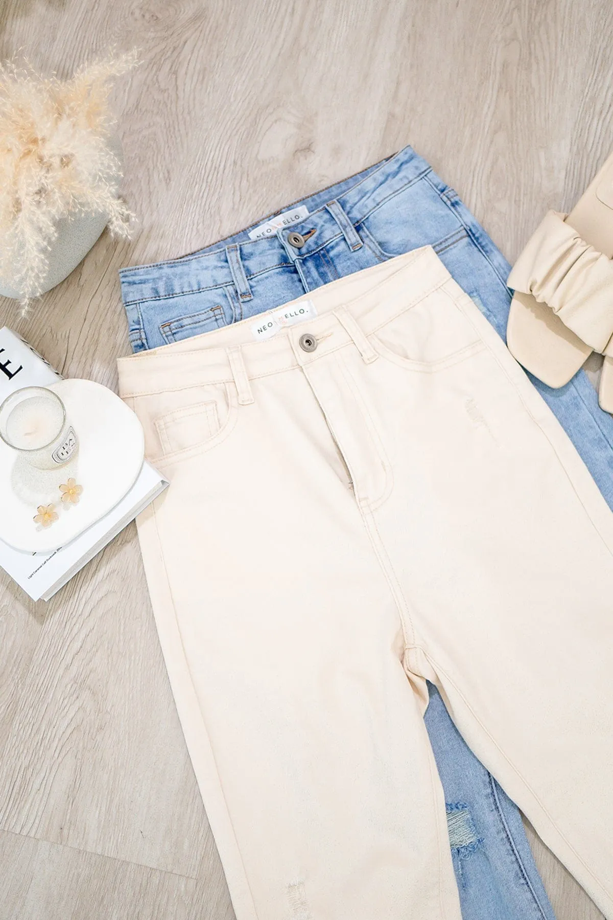 DAPHNE DENIM SKINNY JEANS IN CREAM