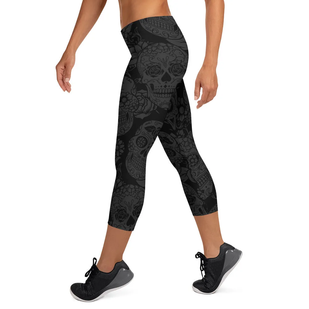 Dark Skull Capri Leggings