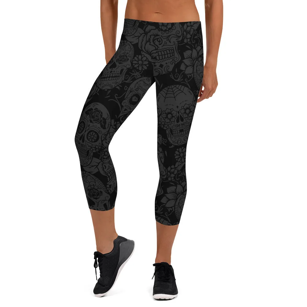 Dark Skull Capri Leggings