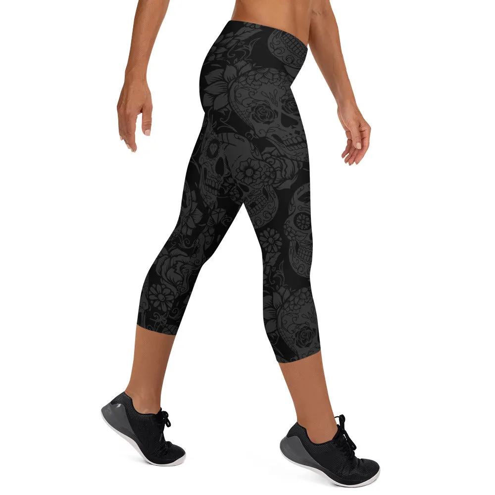 Dark Skull Capri Leggings