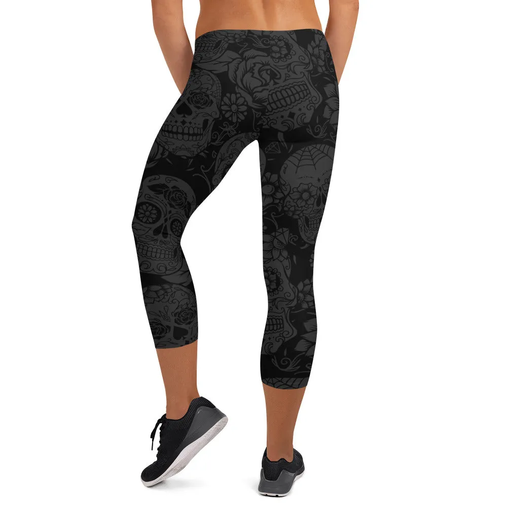 Dark Skull Capri Leggings