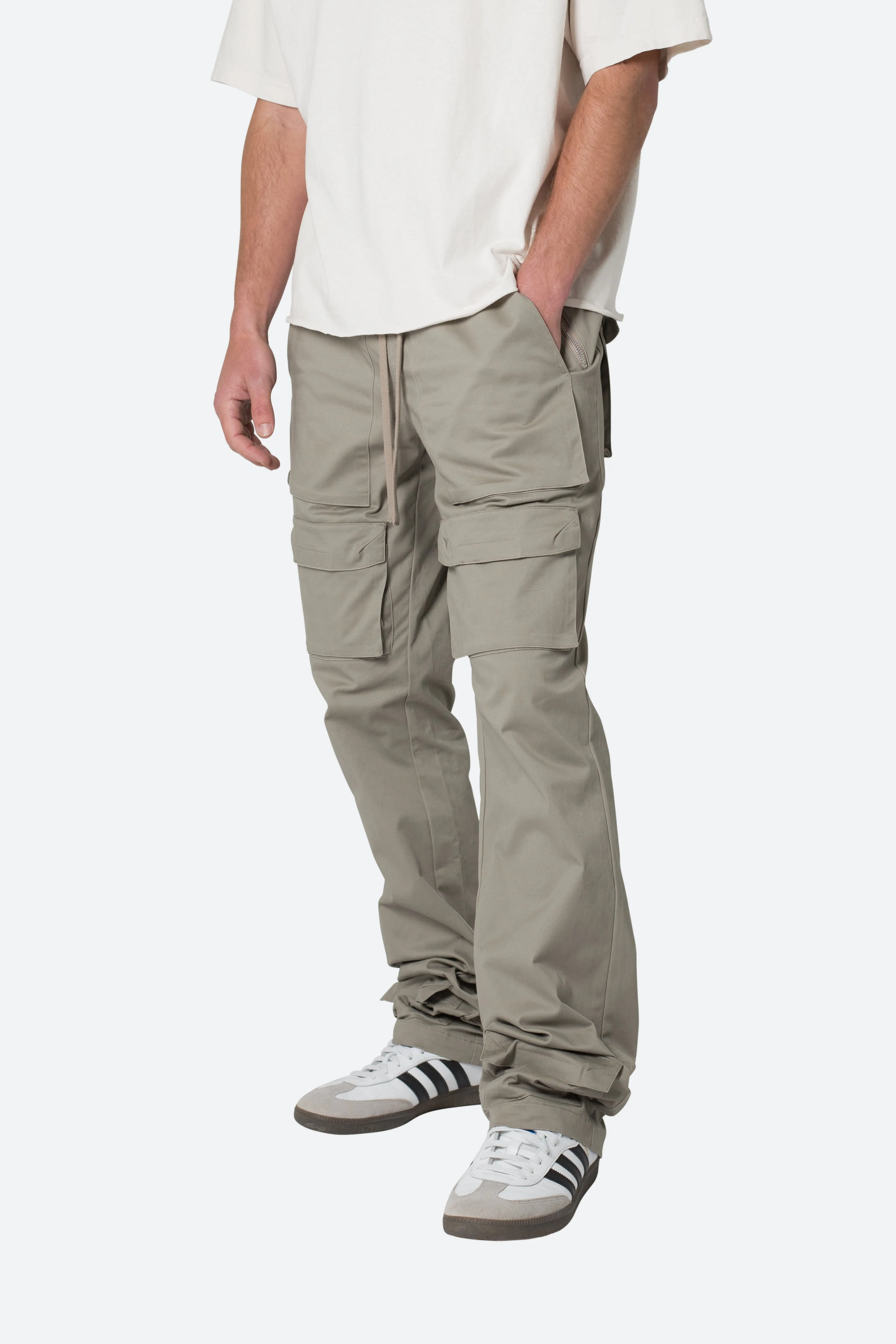 Drawstring Cargo Pants - Grey