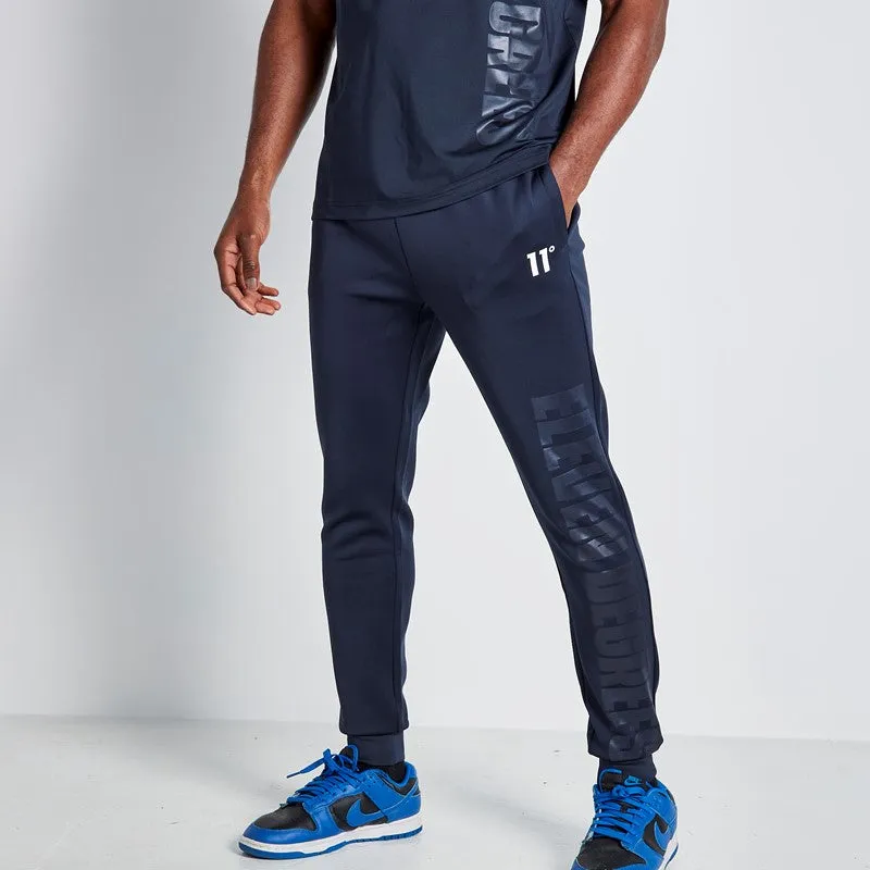 Embossed Print Track Pants - Navy