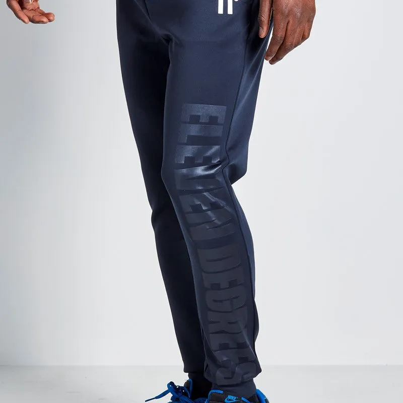 Embossed Print Track Pants - Navy