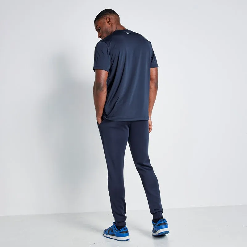 Embossed Print Track Pants - Navy